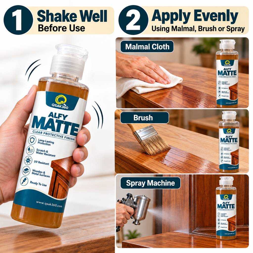 Alfy Matte Clear Protective Finish for Wood & Furniture | Indoor & Outdoor Use | QSAK360