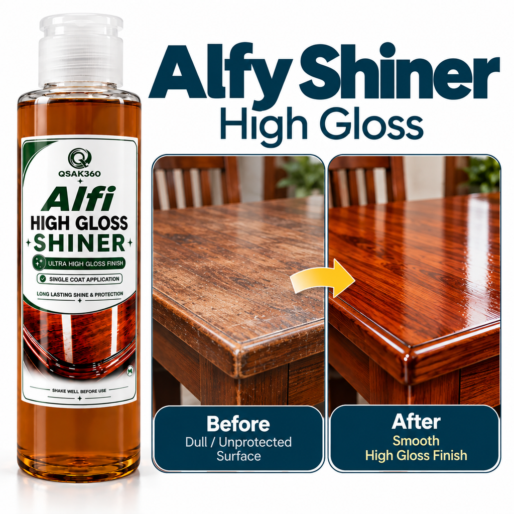 Alfy Shiner High Gloss for Wood & Furniture | Indoor & Outdoor Use | QSAK360