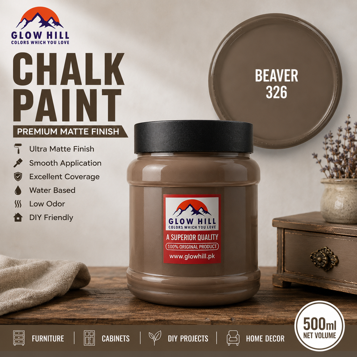 Beaver 326 Chalk Paint for Furniture, Wood, Cabinets & DIY Projects