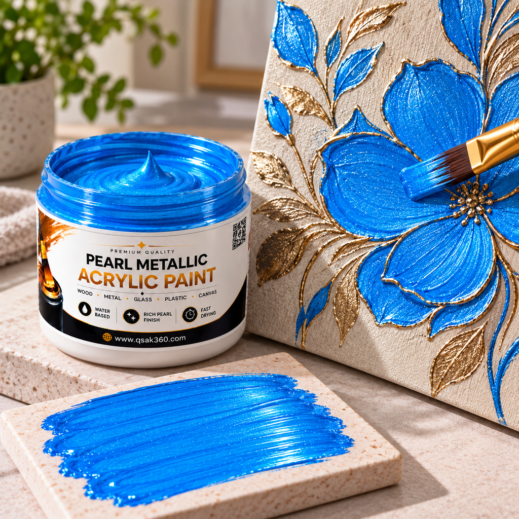 Blue Metallic Acrylic Paint for Canvas, Wood, Metal, Glass & DIY Craft Projects | QSAK360