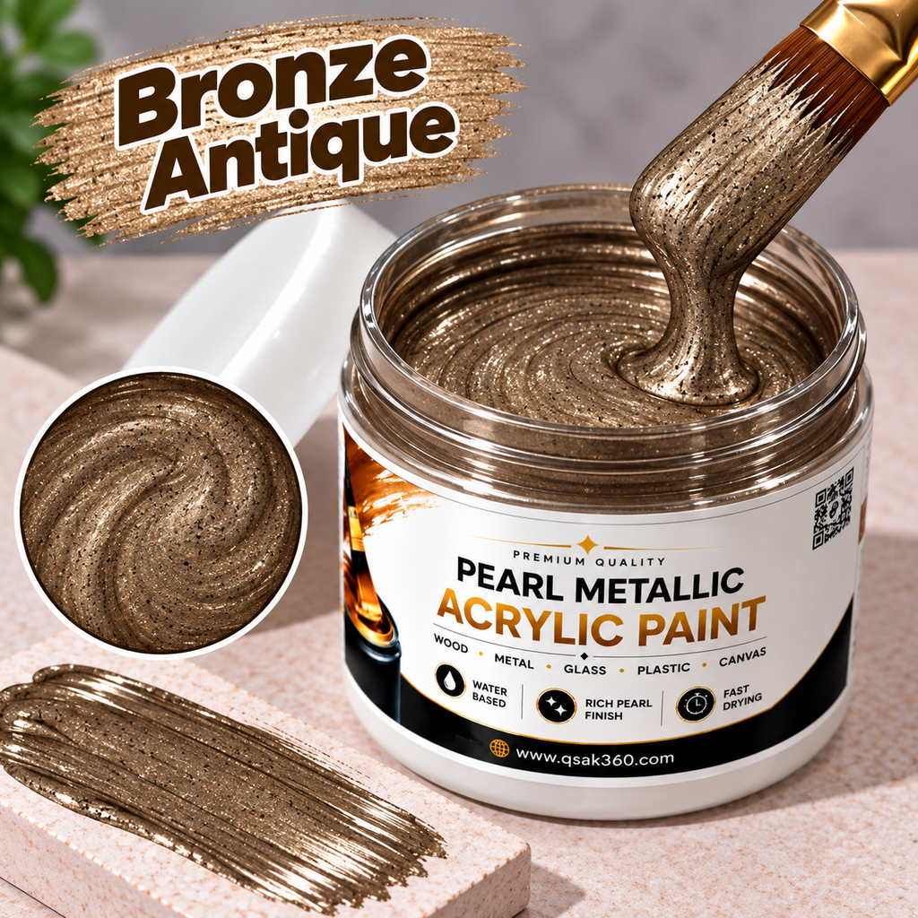 Bronze Antique Metallic Acrylic Paint for Canvas, Wood, Metal, Glass & DIY Craft Projects | QSAK360