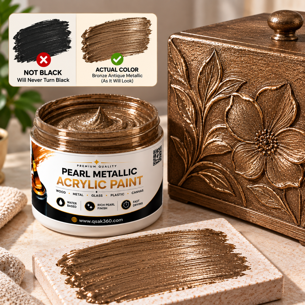 Bronze Antique Metallic Acrylic Paint for Canvas, Wood, Metal, Glass & DIY Craft Projects | QSAK360