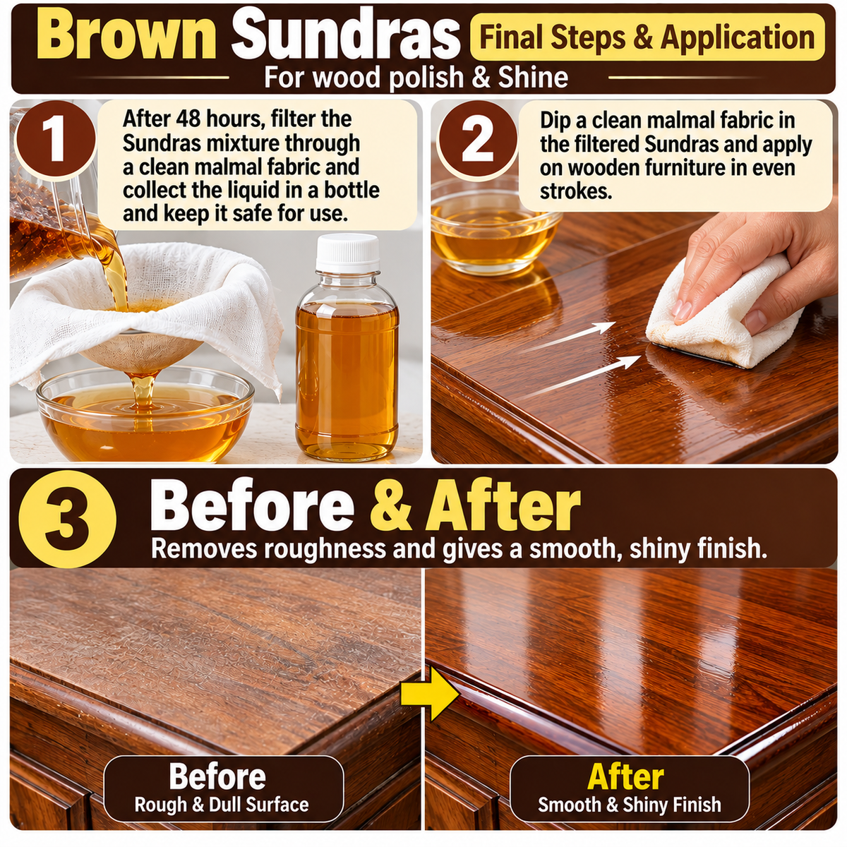 Brown Sundras for Wood & Furniture Polish | Pure Sundras | QSAK360