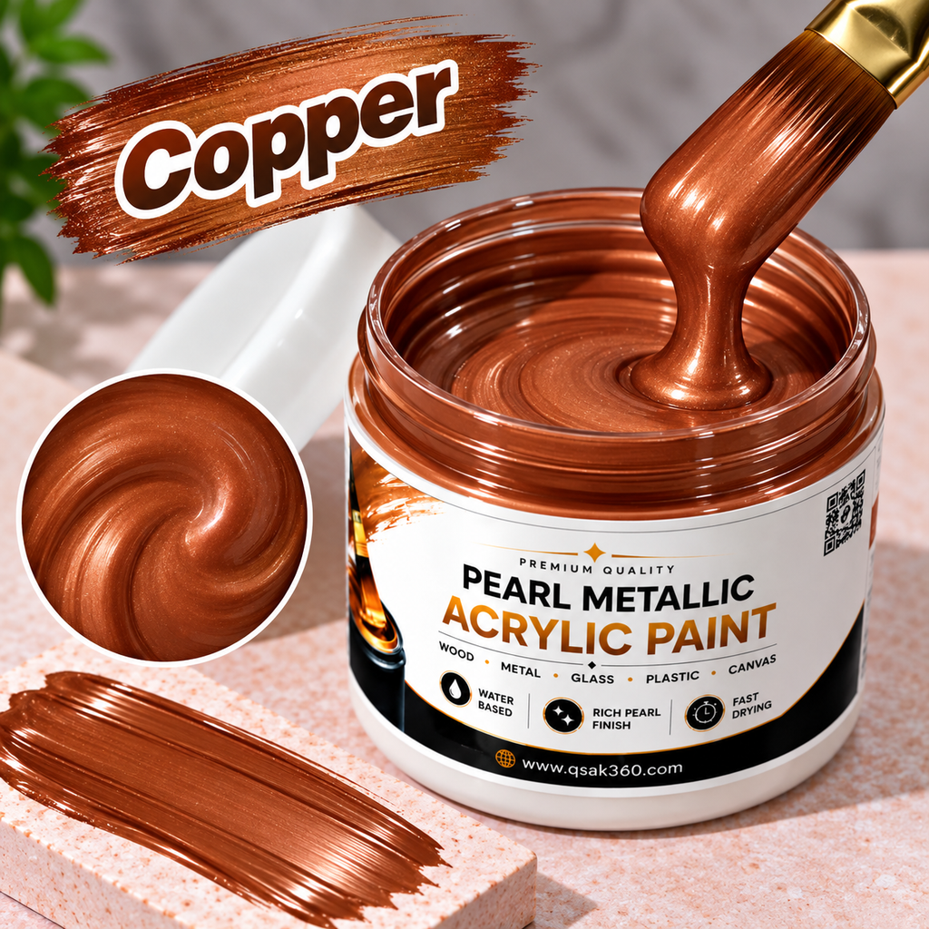 Copper Metallic Acrylic Paint for Canvas, Wood, Metal, Glass & DIY Craft Projects | QSAK360