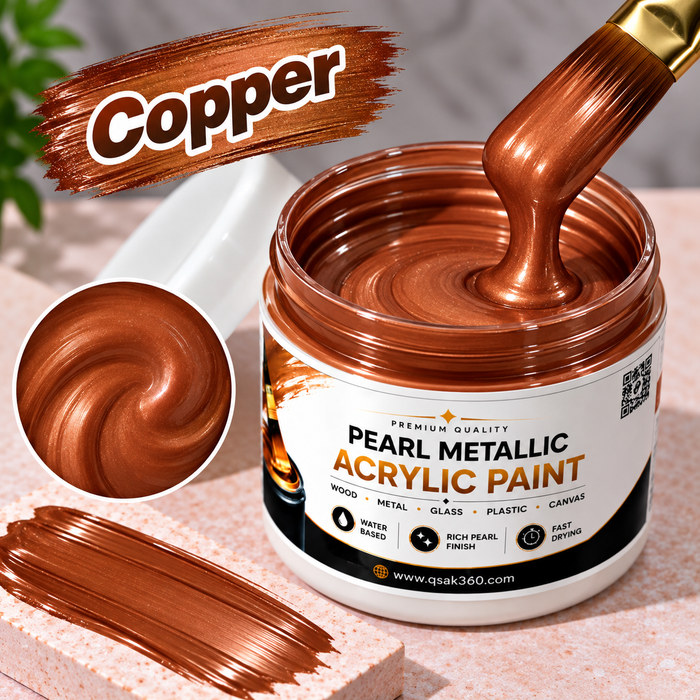 Copper Metallic Acrylic Paint for Canvas, Wood, Metal, Glass & DIY Craft Projects | QSAK360