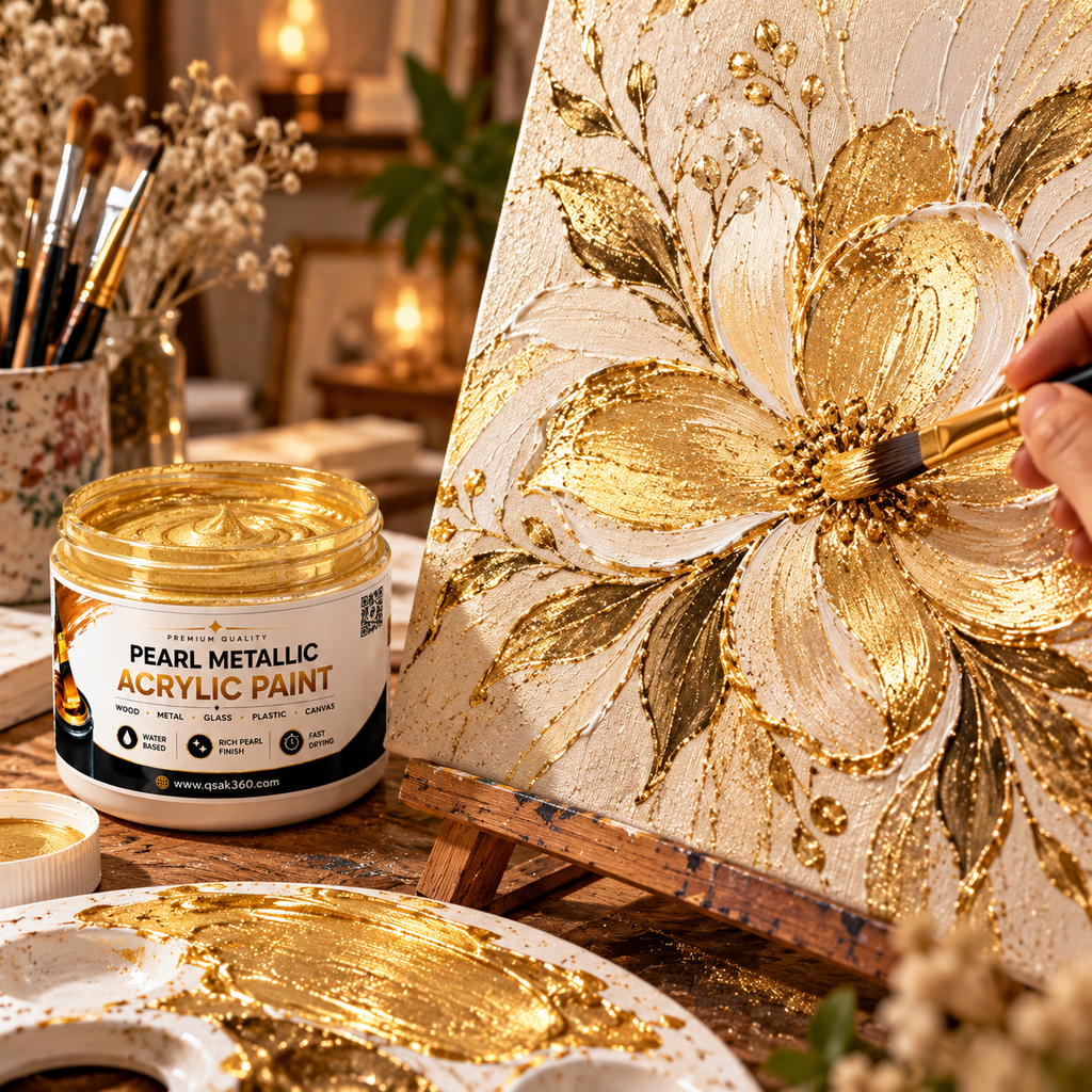 Light Gold Metallic Acrylic Paint for Canvas, Wood, Metal, Glass & DIY Craft Projects | QSAK360