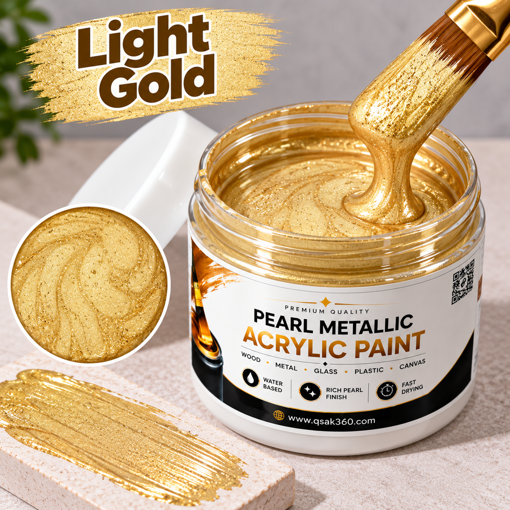 Light Gold Metallic Acrylic Paint for Canvas, Wood, Metal, Glass & DIY Craft Projects | QSAK360