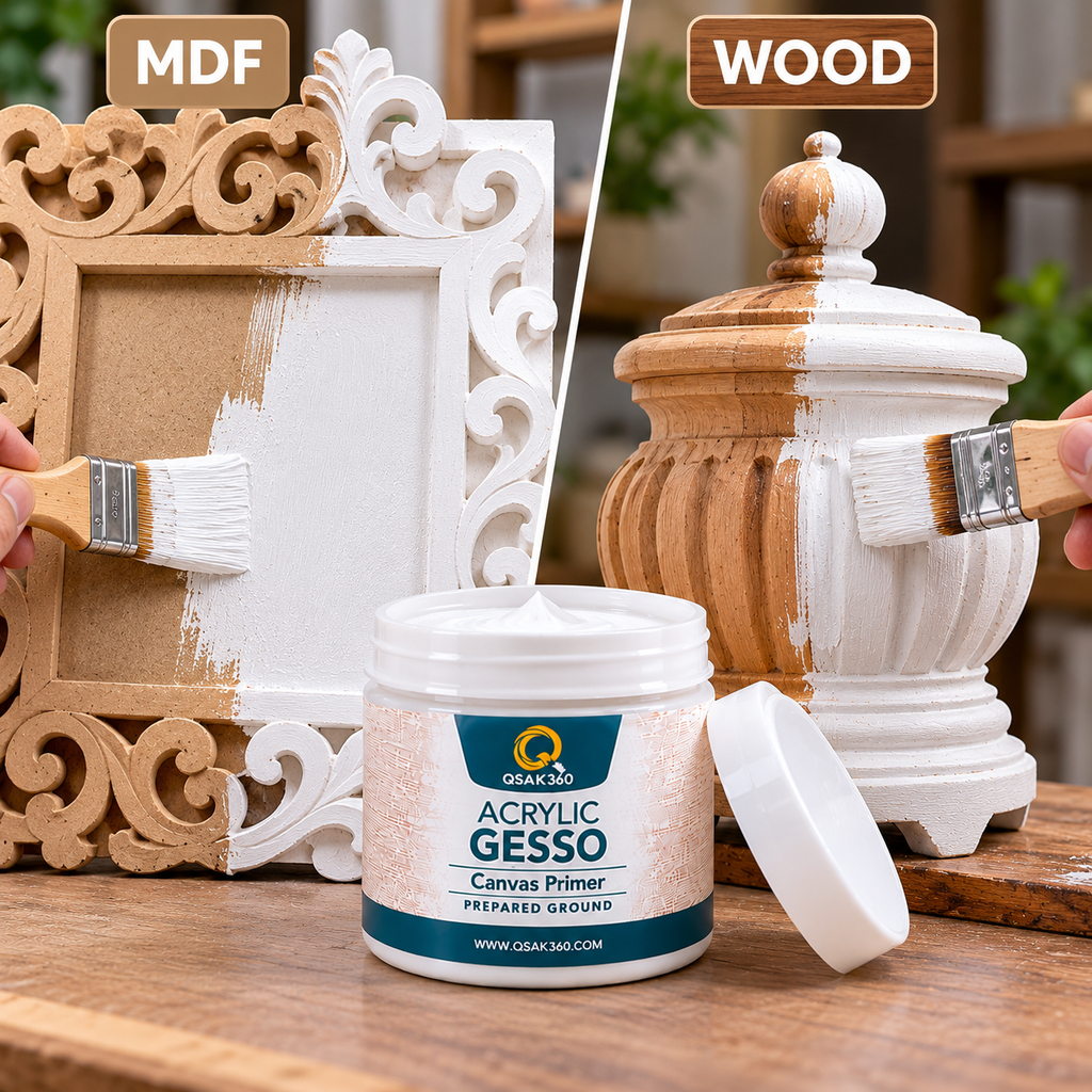 Acrylic Gesso Primer for Canvas, Wood & MDF | Base Coat for Painting & Chalk Paint | QSAK360