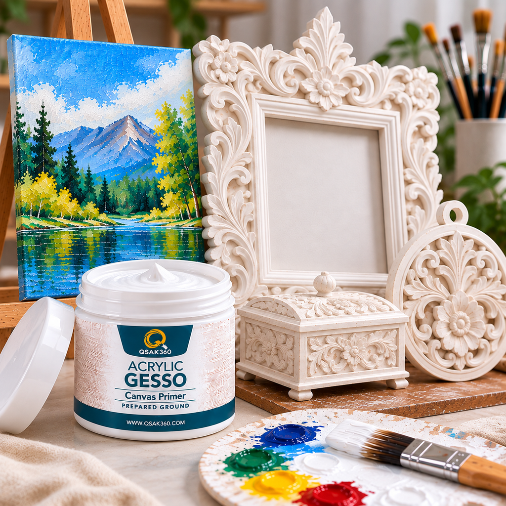 Acrylic Gesso Primer for Canvas, Wood & MDF | Base Coat for Painting & Chalk Paint | QSAK360