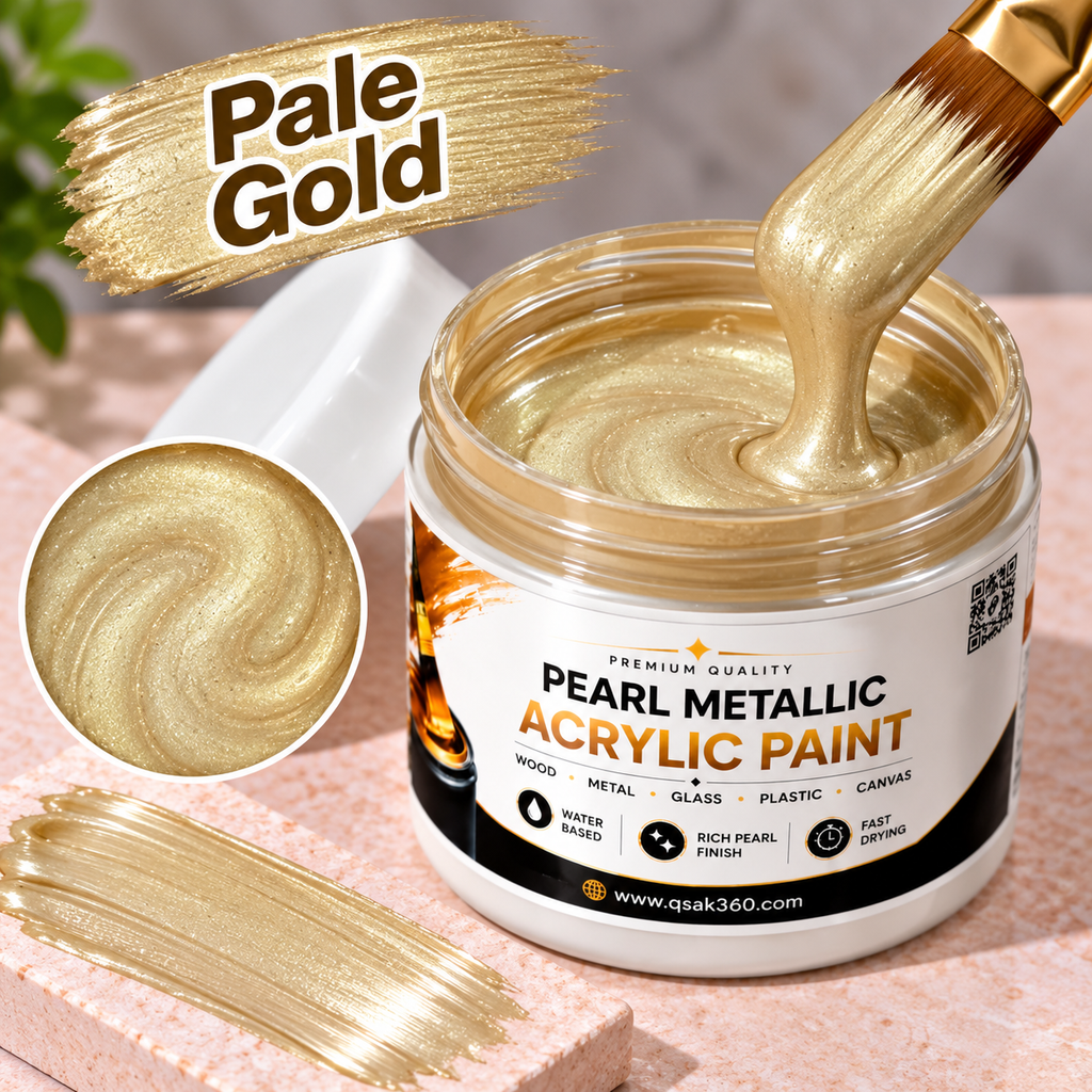 Pale Gold Metallic Acrylic Paint for Canvas, Wood, Metal, Glass & DIY Craft Projects | QSAK360