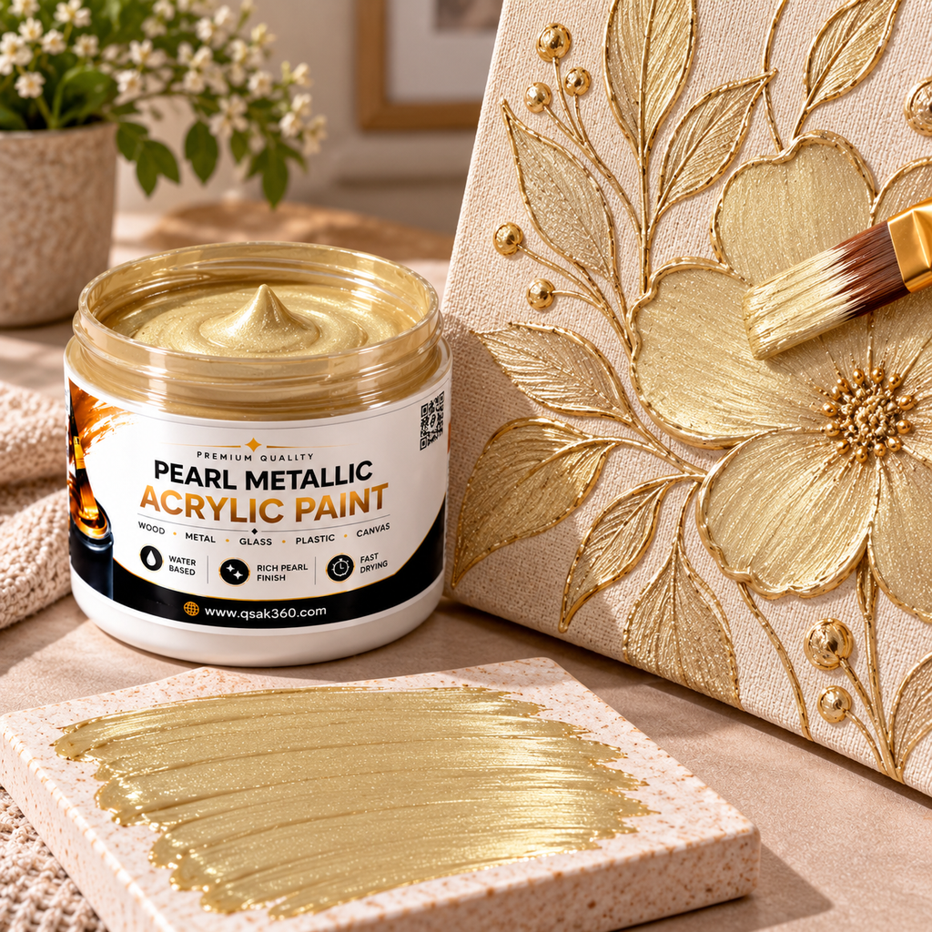 Pale Gold Metallic Acrylic Paint for Canvas, Wood, Metal, Glass & DIY Craft Projects | QSAK360