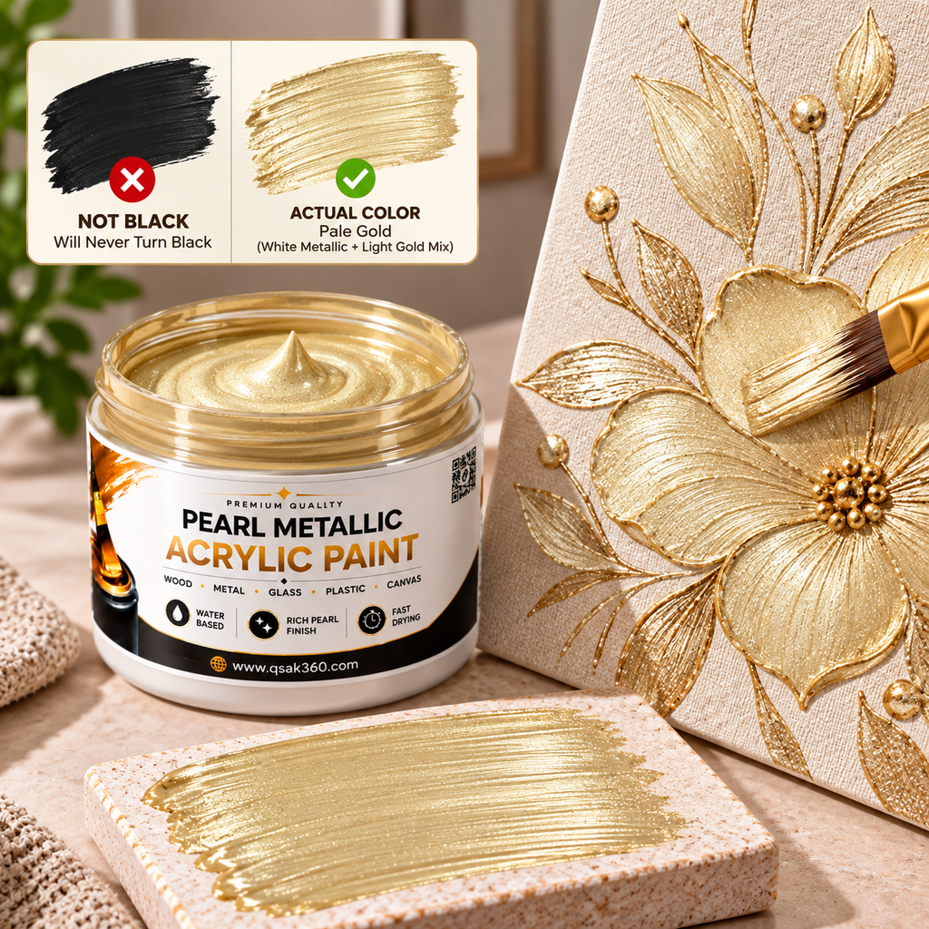 Pale Gold Metallic Acrylic Paint for Canvas, Wood, Metal, Glass & DIY Craft Projects | QSAK360
