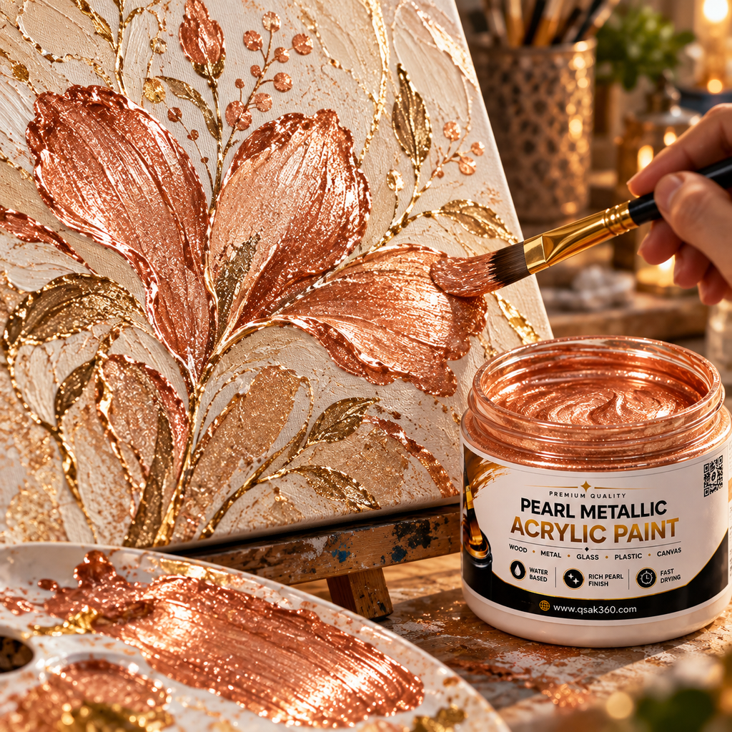 Rose Gold Metallic Acrylic Paint for Canvas, Wood, Metal, Glass & DIY Craft Projects | QSAK360