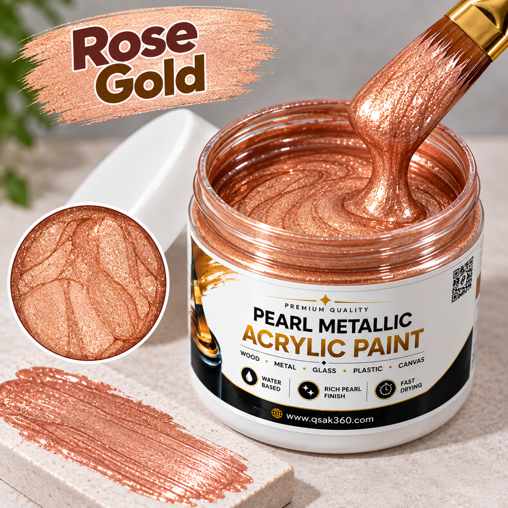 Rose Gold Metallic Acrylic Paint for Canvas, Wood, Metal, Glass & DIY Craft Projects | QSAK360