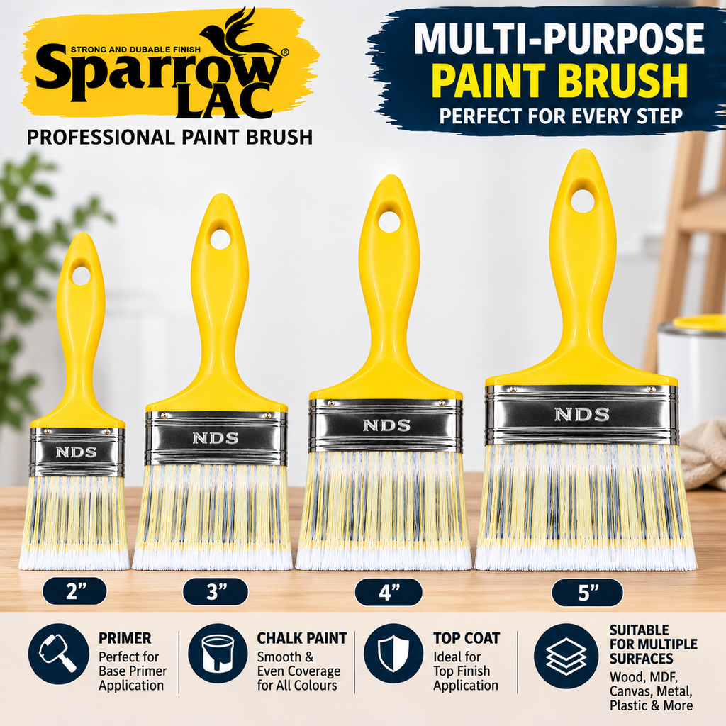 Sparrow Lac Paint Brush for Lacquer, Chalk Paint & Wood Polish | Synthetic Bristle Brush | QSAK360