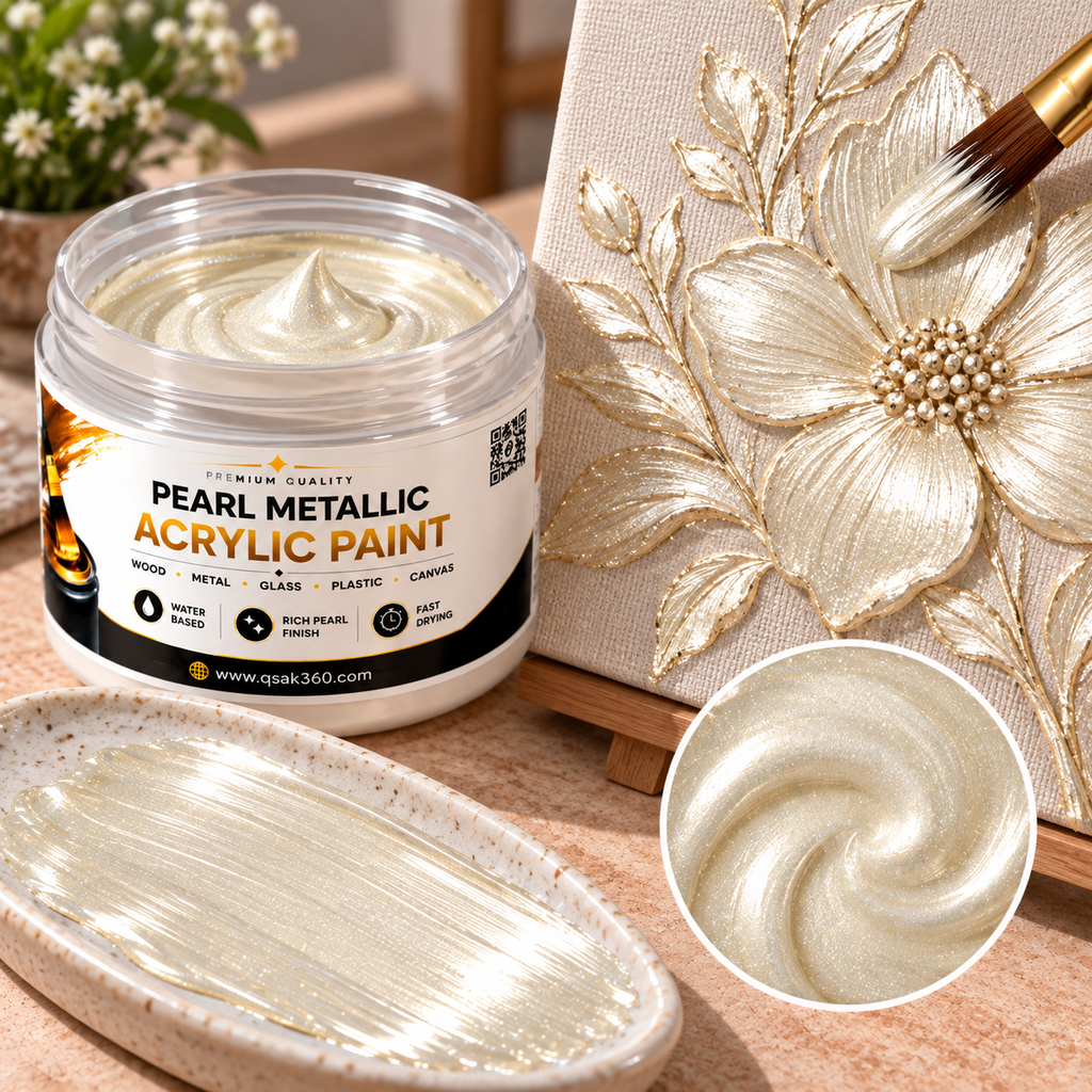 White Gold Metallic Acrylic Paint for Canvas, Wood, Metal, Glass & DIY Craft Projects | QSAK360