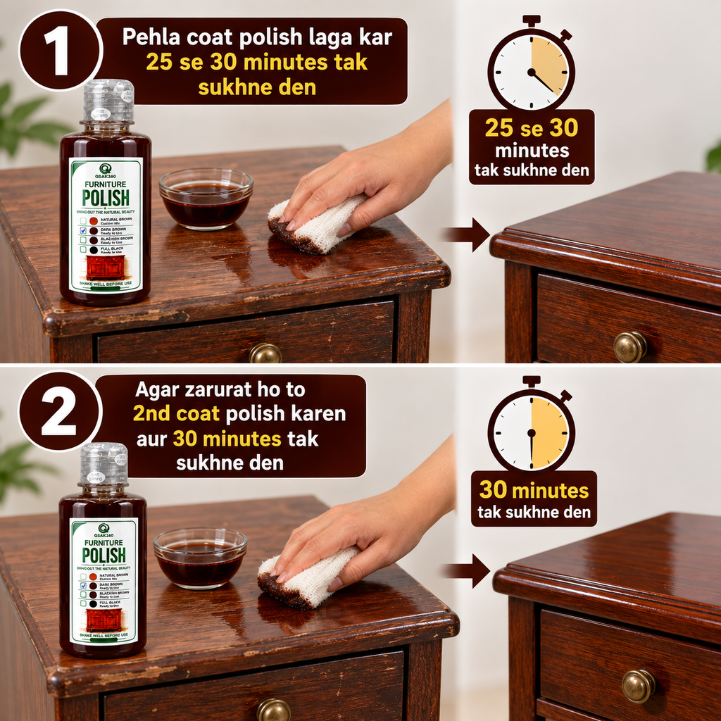Dark Brown Wood Polish Kit with Matte Finish | Polish, Matte, Malmal & Sandpaper | QSAK360