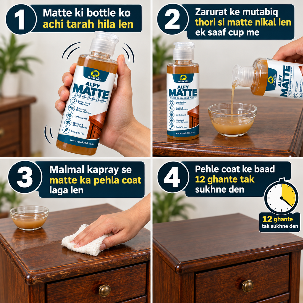 Dark Brown Wood Polish Kit with Matte Finish | Polish, Matte, Malmal & Sandpaper | QSAK360