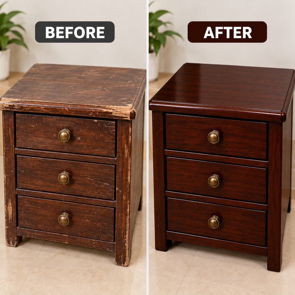 Dark Brown Wood Polish Kit with Matte Finish | Polish, Matte, Malmal & Sandpaper | QSAK360