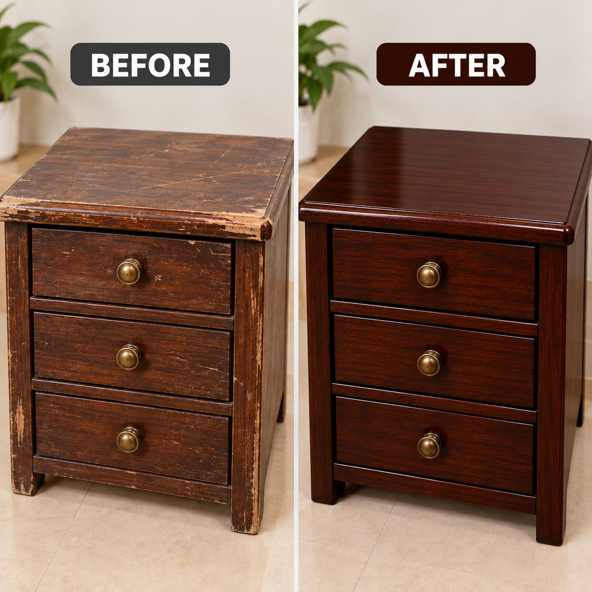 Dark Brown Wood Polish Kit with Matte Finish | Polish, Matte, Malmal & Sandpaper | QSAK360